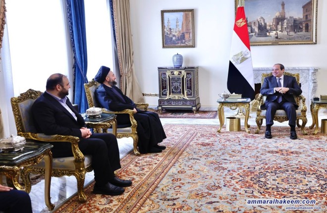 Sayyid Al-Hakeem discusses with President Abdel Fattah El-Sisi the bilateral ties, Gaza situation, ways to halt war