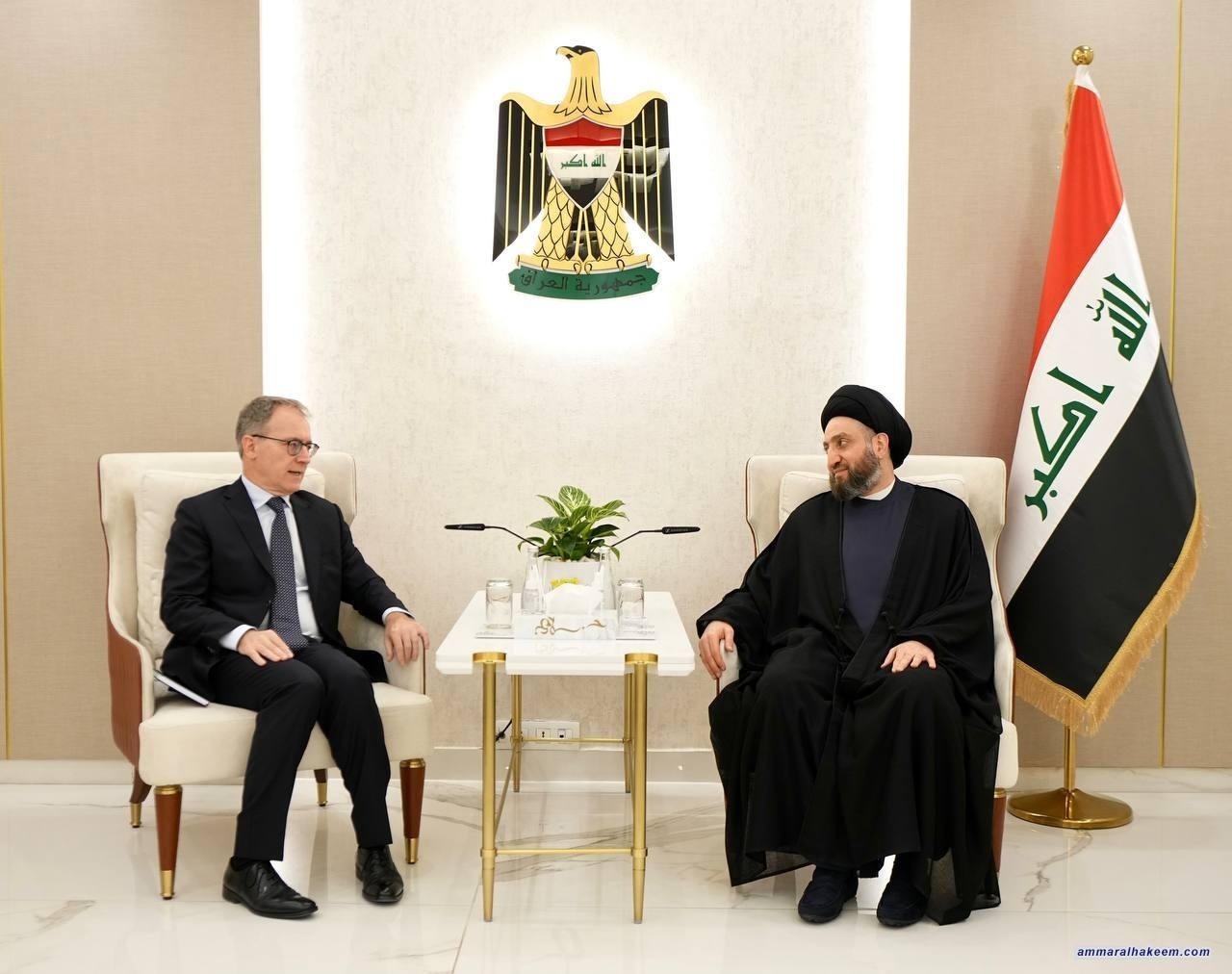 Sayyid Al-Hakeem discusses bilateral relations between the two countries with the Italian ambassador.
