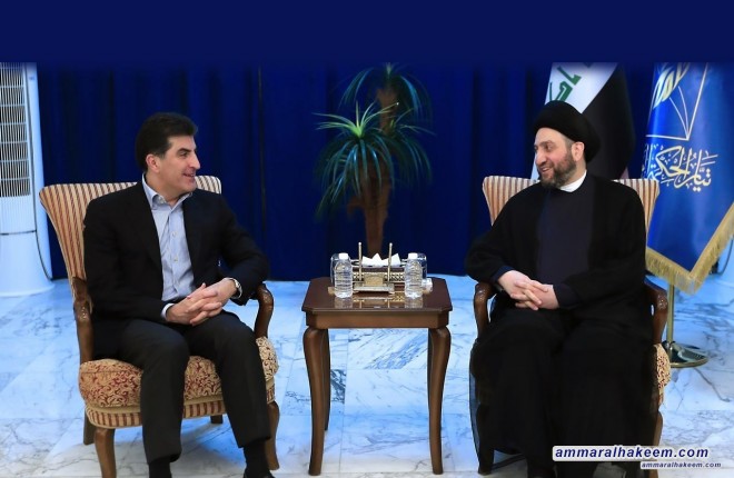 السيد عمار الحكيم يبحث مع نيجرفان بارزاني ملف رئاسة الجمهورية