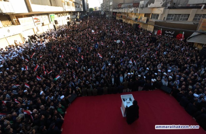 كلمة السيد الحكيم في التجمع الحسيني السنوي في ساحة الخلاني ١٤٤٧ هـ - ٢٠٢٥ م