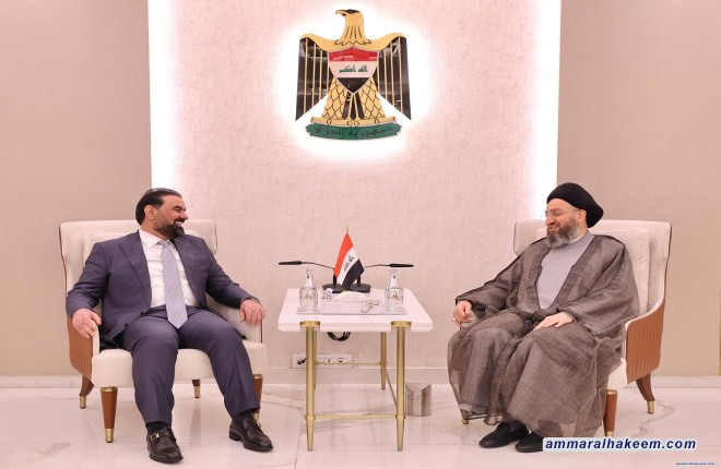 Sayyid Al-Hakeem Receives Al-Halbousi, Urges Support Al-Zaidi, Accelerate Government Formation, Strengthen Institutional Integration