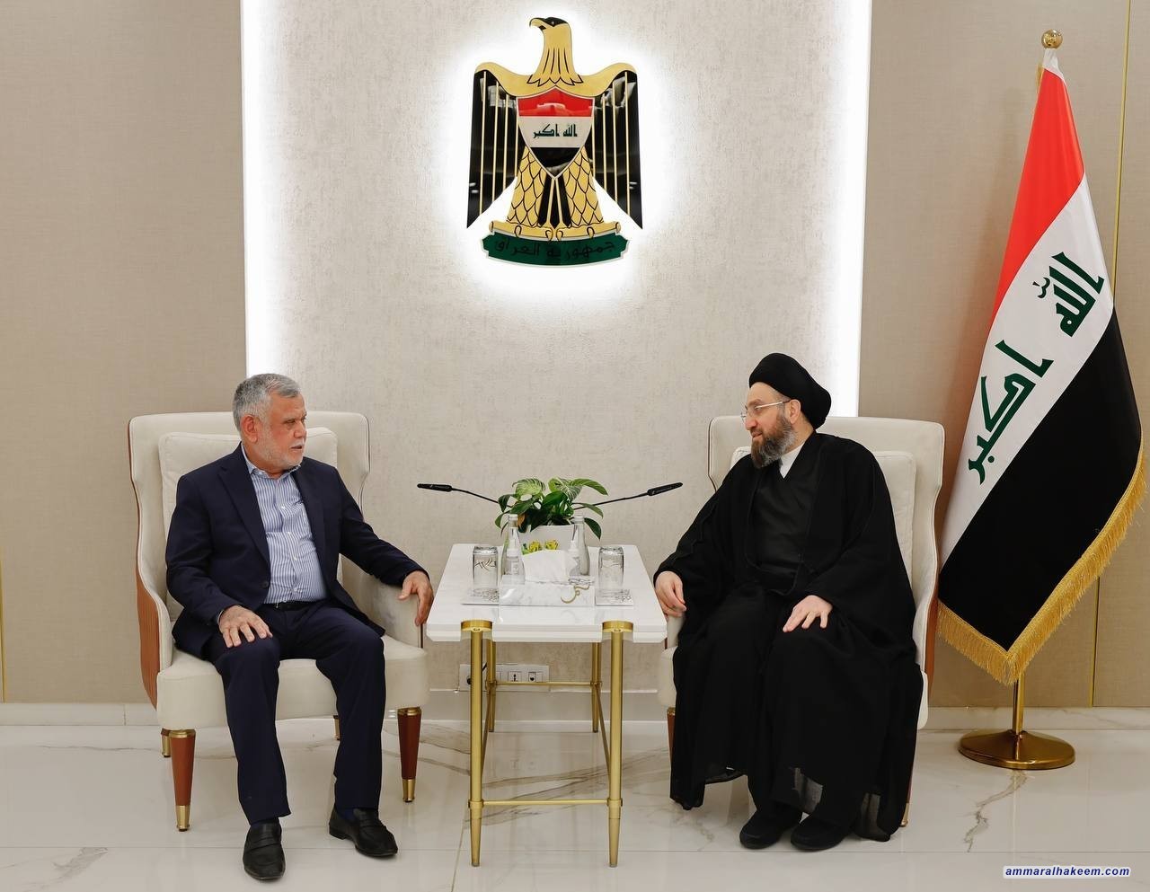 Sayyid Al-Hakeem discusses political scene updates with Hadi Al-Amiri
