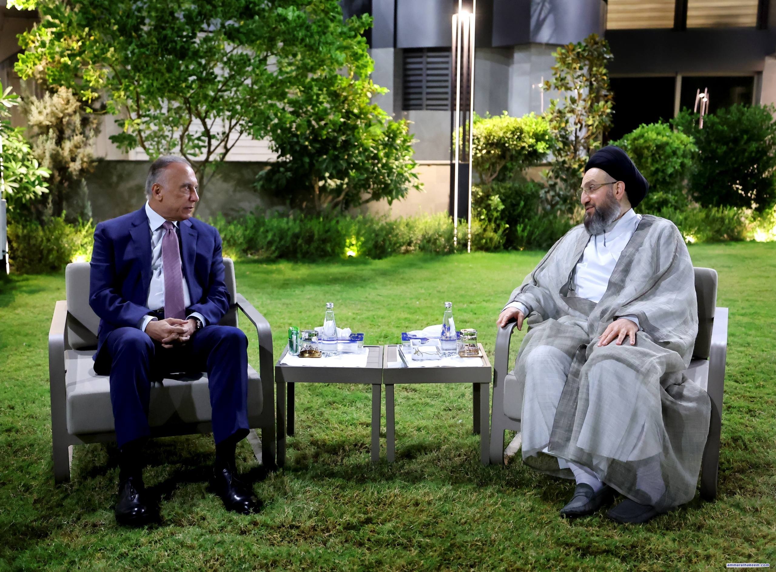 Sayyid Al-Hakeem Meets Al-Kadhimi: Elections Key to Consolidating Stability, Upcoming Challenges Are Service-Oriented, Developmental