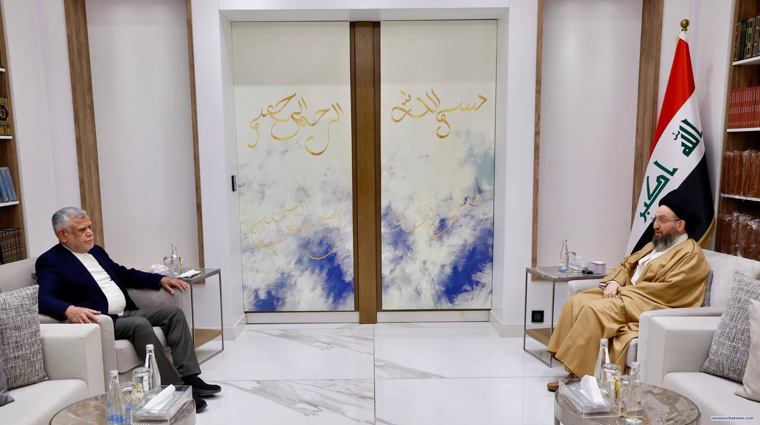 السيد الحكيم يستقبل هادي العامري ويؤكدان أهمية حفظ الاستقرار ووحدة الإطار التنسيقي