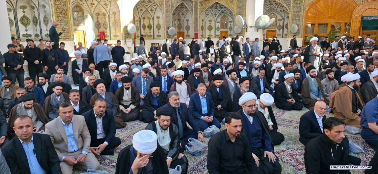 السيد الحكيم يتشرف بزيارة مرقد جده أمير المؤمنين (عليه السلام)، ويشارك بتشييع الفقيد المرحوم العلامة الشيخ محمد رضا المامقاني( قد)