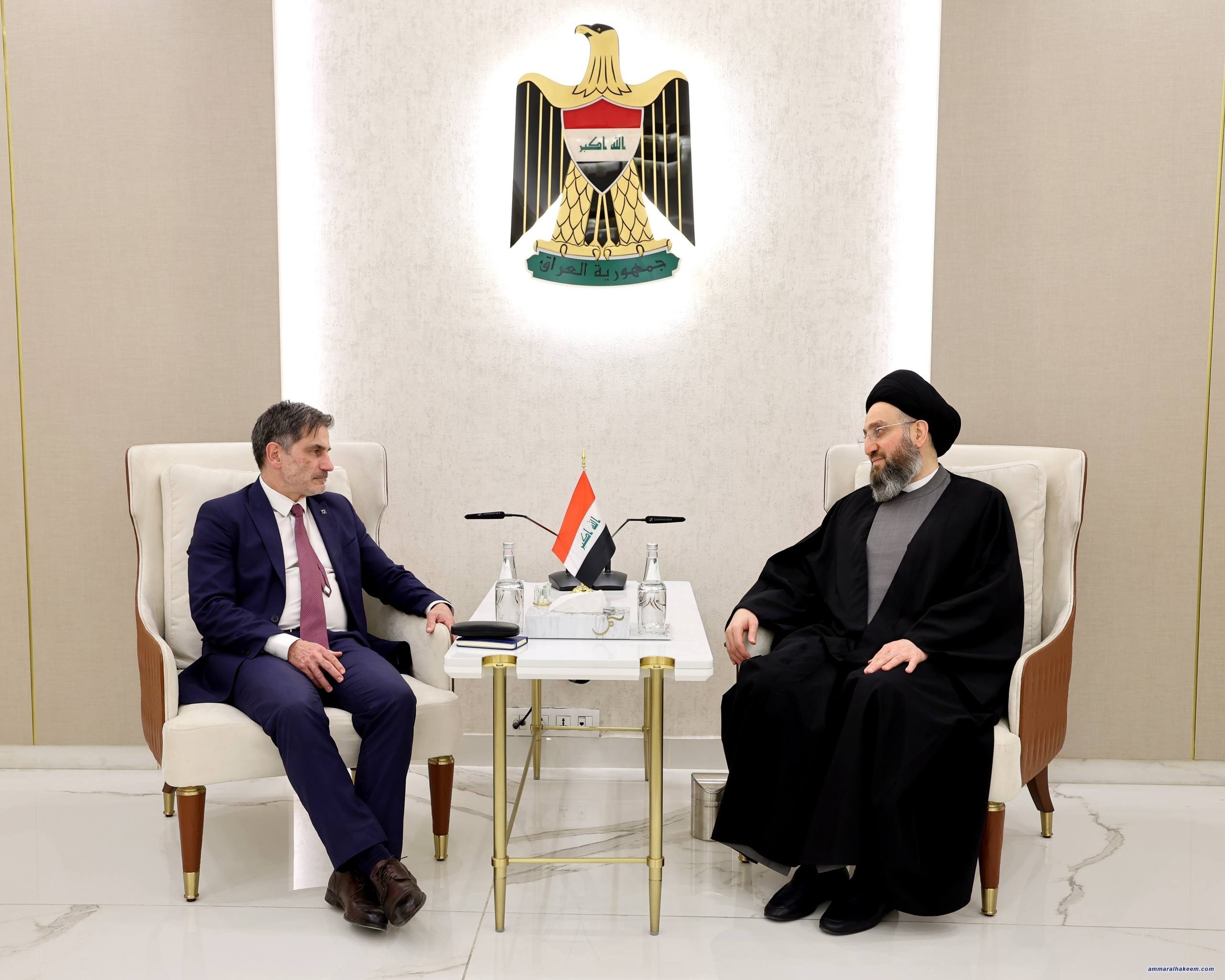 السيد الحكيم يبحث مع سفير الاتحاد الأوروبي في العراق العلاقات الثنائية وتطورات الأوضاع الإقليمية